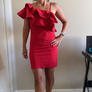 Made In Italy Mini Red Dress GUC w/ Stain Sz. XS